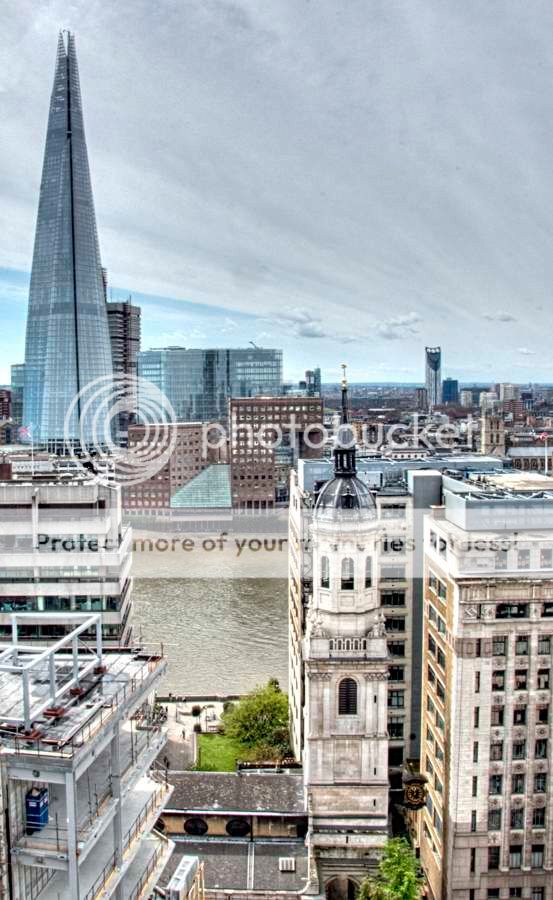The Shard and St Magnus Martyr Church, from the top of The Monument